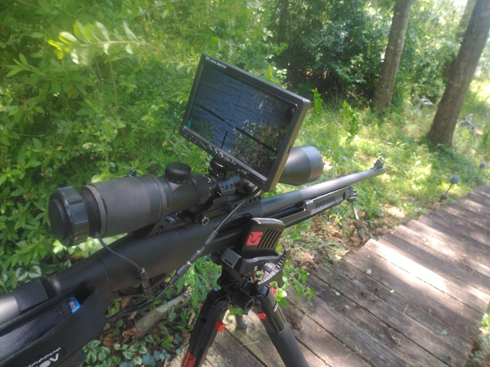 Digital Crosshairs adaptive rifle scope clip-on mounted on Bernelli shotgun